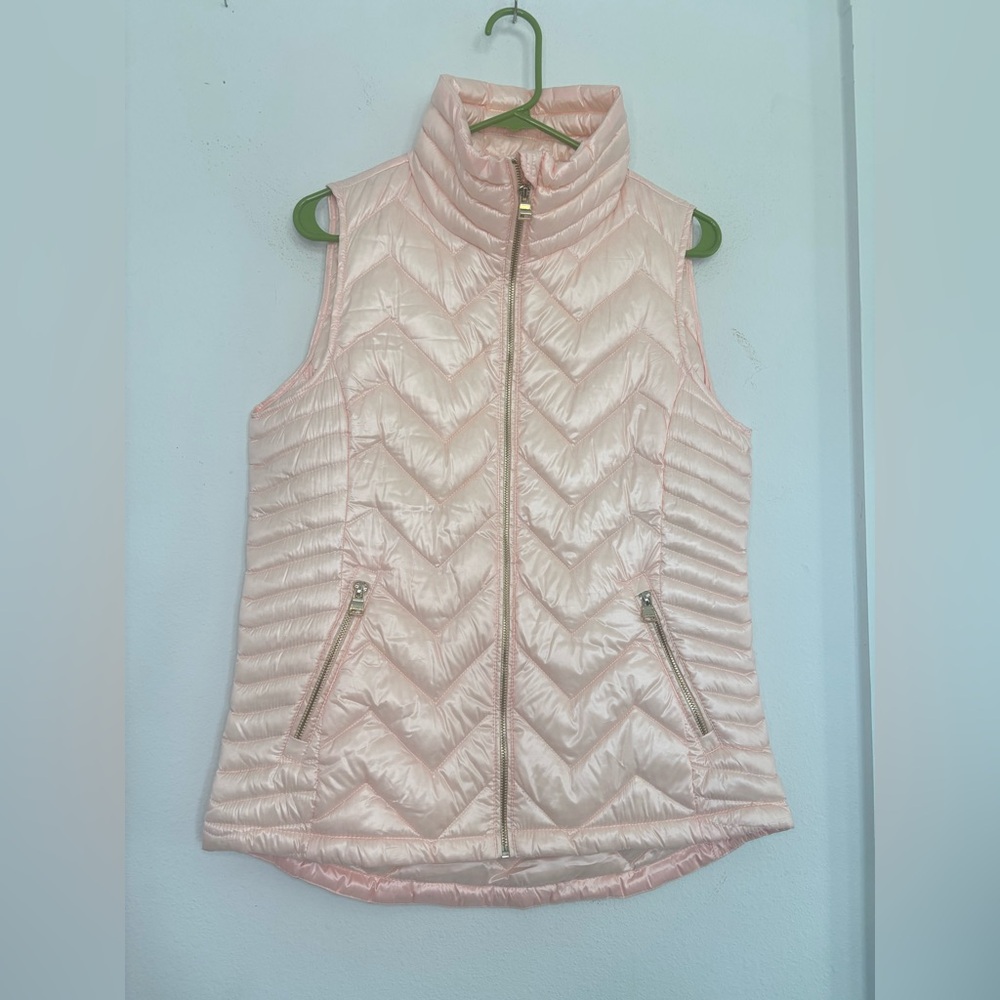 CALVIN KLEIN BABY PINK PERFORMANCE PUFFER ZIP UP DUCK DOWN VEST SZ MEDIUM